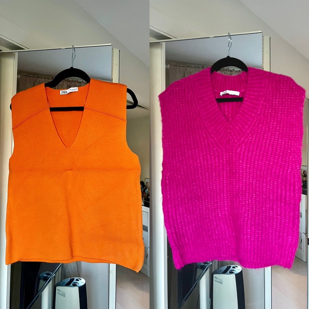 Vest knit sweaterfall pink orange office